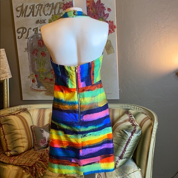 Milly of New York Phoebe Watercolor Halter Dress Size 2 - Picture 6 of 11